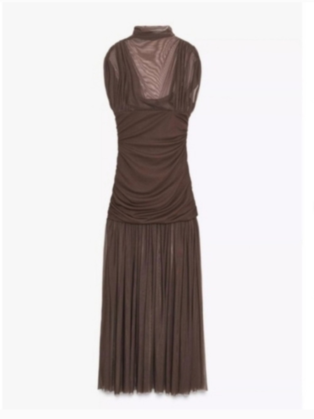 Zara NWT draped combination maxi dress chocolate brown 4772/252 - Picture 3 of 9